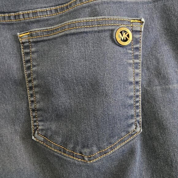 Michael Kors Izzy Skinny Medium Blue Distressed Stretch Jeans - Picture 5 of 9